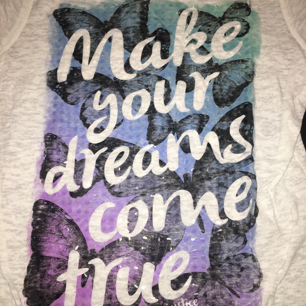 🚨 Justice girls  Sz 14 T-shirt “ Make your dreams come true” - Picture 2 of 4